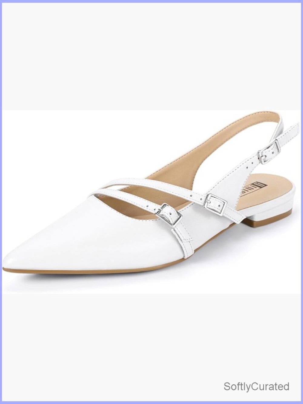 Pointed Toe Slingback Ballet Flats with Adjustable Buckle Straps